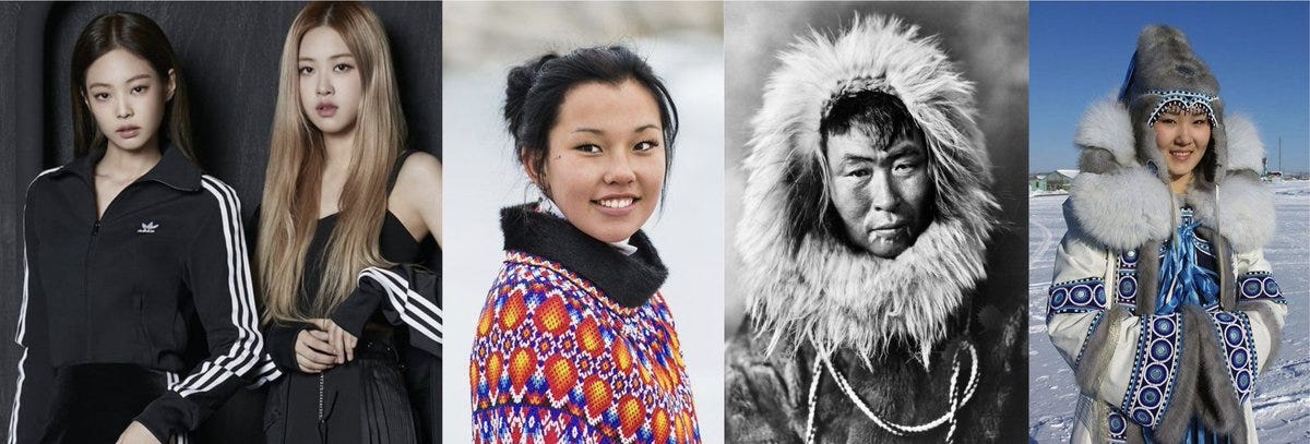 East Asian (Korean), Greenlandic Inuit, Alaskan Inuit, Siberian Yakut