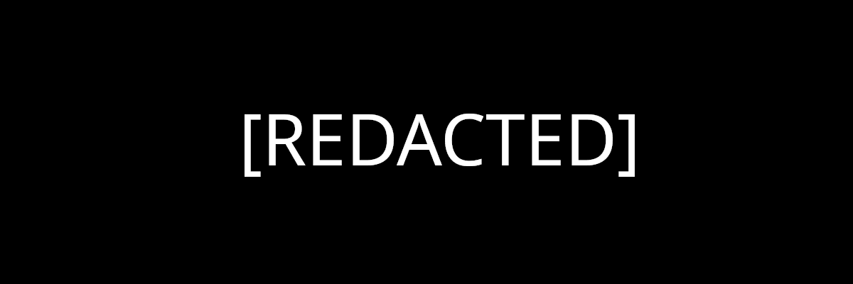 REDACTED in large bold letters on a black background.