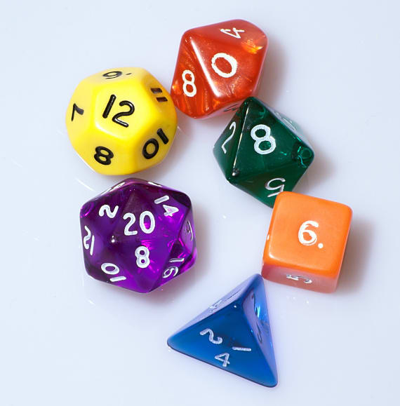 Various types of dice