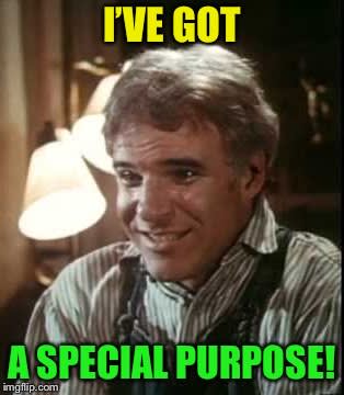 Steve Martin as The Jerk: "I've got a special purpose!"