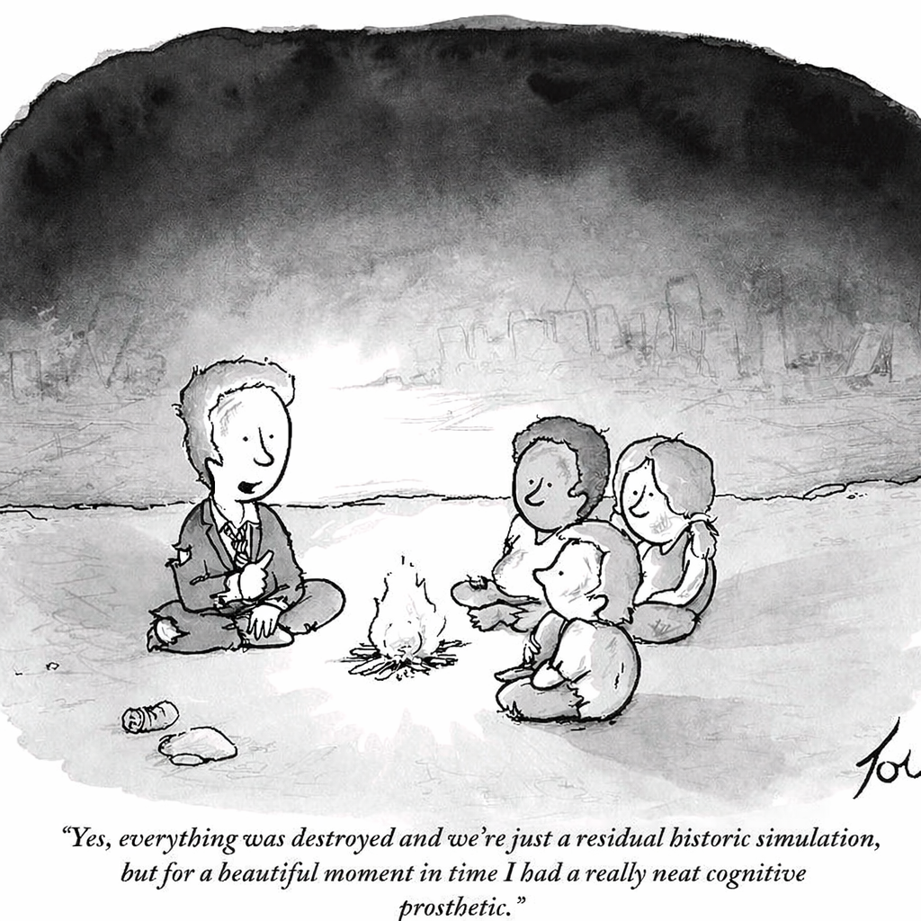 "Yes, everything was destroyed and we're just a residual historic simulation, but for a beautiful moment in time I had a really neat cognitive prosthetic."
