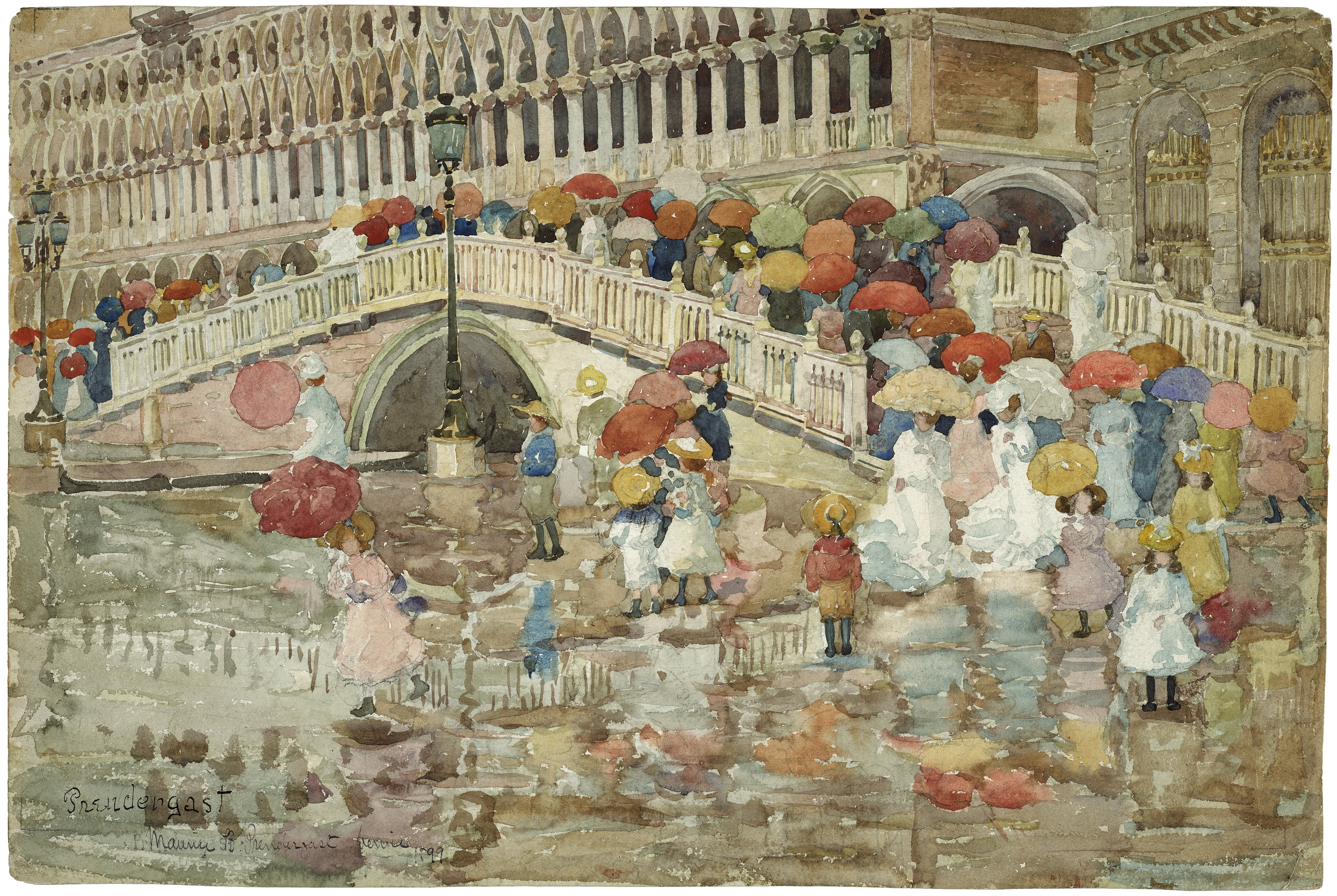 Umbrellas in the Rain, Maurice Prendergast, 1899. Museum of Fine Arts, Boston
