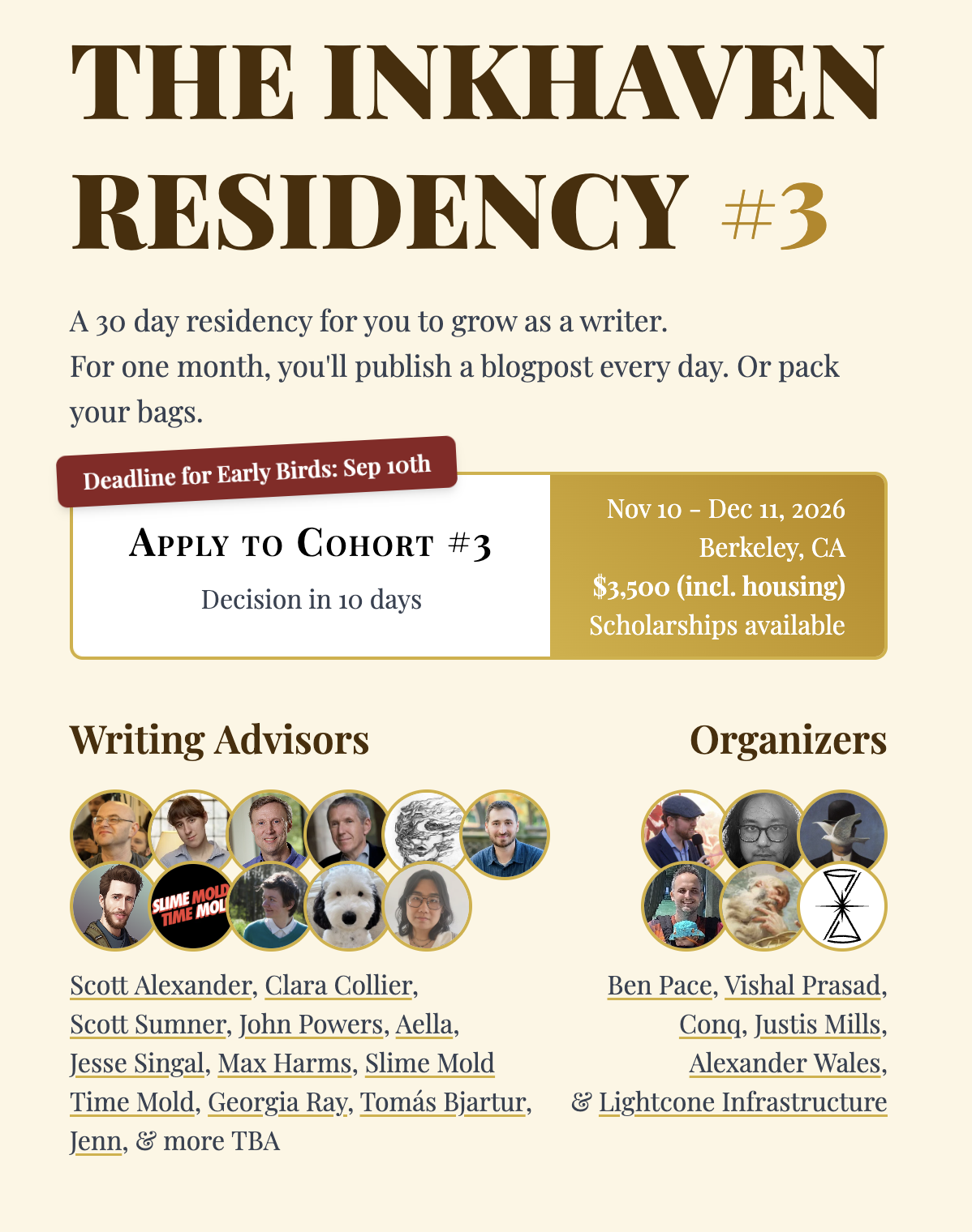 Inkhaven 3: Nov 10 - Dec 11 2026