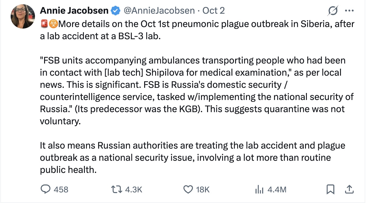 Positive and Negative Updates Re: Lab Leak in Russia