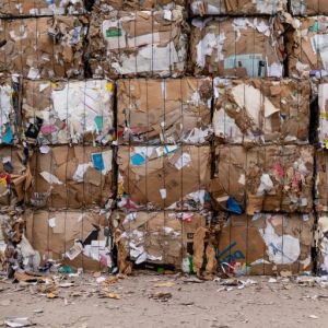 Photo of bales of cardboard and paper by Alex Fu via Canva