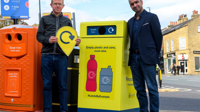 Cllr Mohammed Rafique from Leeds City Council is joined by Rob Greenland from Zero Waste Leeds as new recycling bins are introduced in Chapel Allerton. 