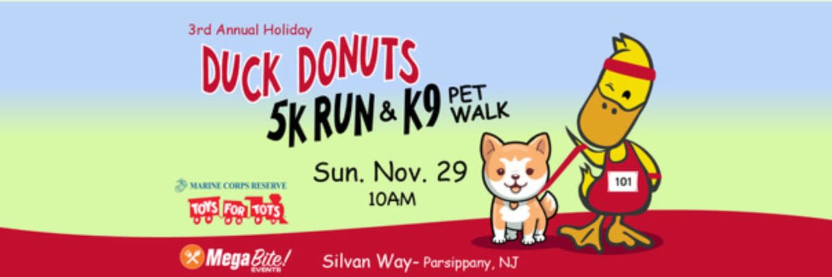 3rd Annual DUCK DONUT HOLIDAY 5K AND 2K PUP STRUT