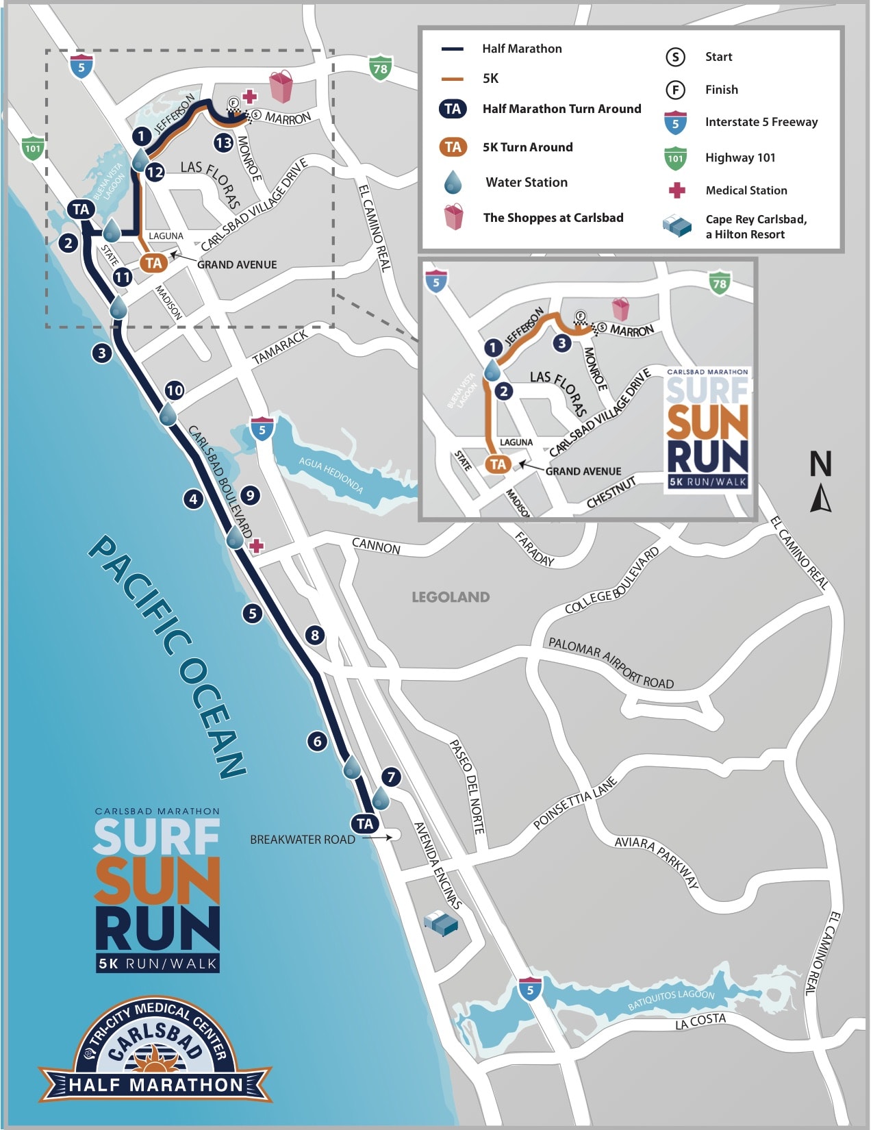 Carlsbad Marathon, Half Marathon, 5k and Double Down Challenge