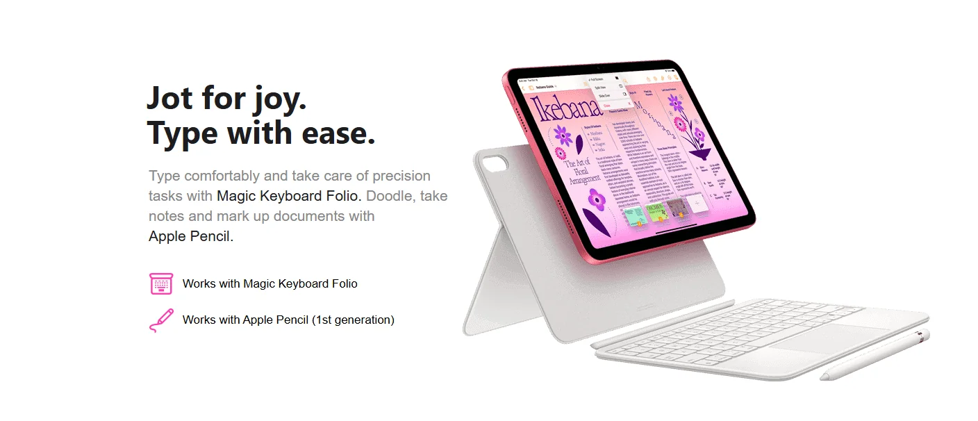 This product works with the Apple folio keyboard providing ease of access anywhere anytime.