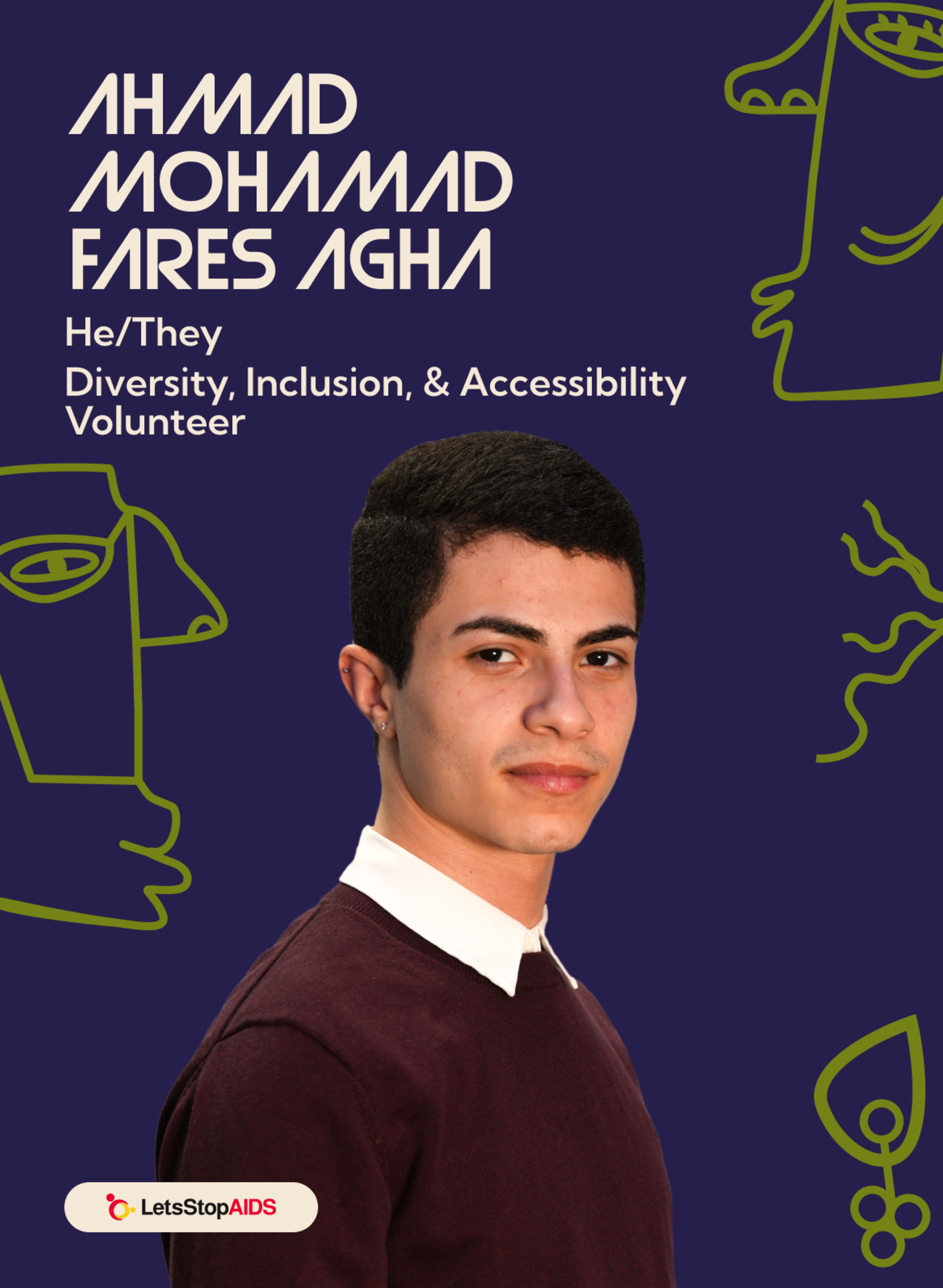 A picture of Ahmad Mohamad Fares Agha, a Diversity, Inclusion, & Accessibility Volunteer for the Munich Youth Force.