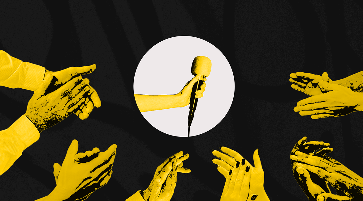 Microphone and clapping hands