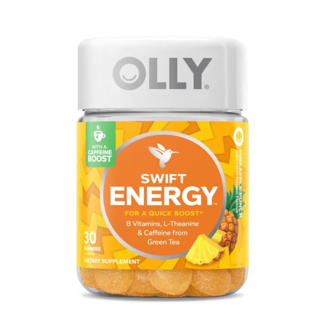 OLLY Swift Energy Gummy, Caffeine from Green Tea, B Vitamins, L Theanine, Adult Chewable Supplement, Pineapple, 10 Day Supply - 30 Count | Vitamin B12 OLLY Swift Energy Gummy, Caffeine from Green Tea, B Vitamins, L Theanine, Adult Chewable Supplement, Pineapple, 10 Day Supply - 30 Count - Vitamin B12
