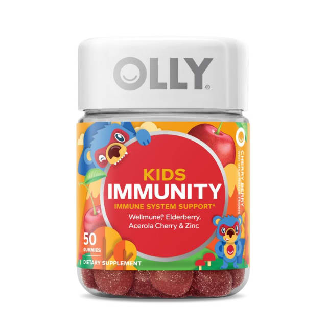 OLLY Kids Mighty Immunity Gummy Supplements, Wellmune/Acerola Cherry/Ederberry and Zinc/Cherry Berry, 50 Count