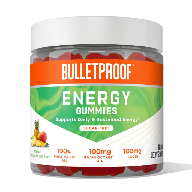 Bulletproof Sugar-Free Tropical Energy Gummies, 60 Count, Supplement for Daily & Sustained Energy with 100mg CoQ10, Daily Value of B12, 100mg Brain Octane Oil | Vitamin B12 Bulletproof Sugar-Free Tropical Energy Gummies, 60 Count, Supplement for Daily & Sustained Energy with 100mg CoQ10, Daily Value of B12, 100mg Brain Octane Oil - Vitamin B12