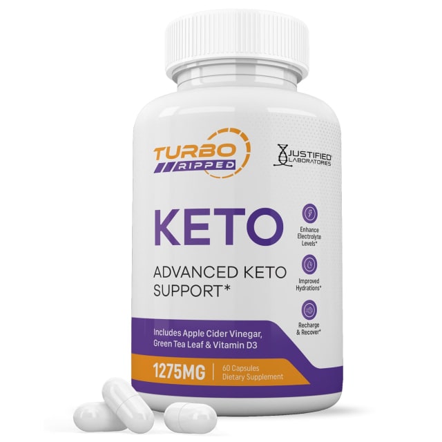 Turbo Ripped Keto ACV Pills 1275MG Keto Support Blend Capsule Alternative to Keto ACV Gummies Formulated with Apple Cider Vinegar Extra Virgin Olive Oil Powder Green Tea Leaf 60 Capsules