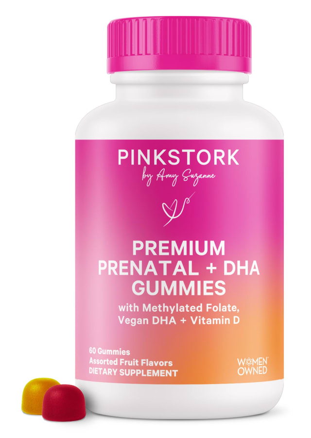 Pink Stork Premium Prenatal Gummy Vitamins with DHA, Folate, and Vitamin D - Multivitamin and Nutrient Blend for Neural Tube and Fetal Brain Development - Pregnancy Must Haves - 60 Vegan Gummies | Omega-3 Pink Stork Premium Prenatal Gummy Vitamins with DHA, Folate, and Vitamin D - Multivitamin and Nutrient Blend for Neural Tube and Fetal Brain Development - Pregnancy Must Haves - 60 Vegan Gummies - Omega-3