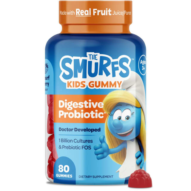 The Smurfs Kids Probiotic Gummies with 1 Billion CFU Probiotics & Prebiotics Chewable Probiotic Kids for Digestive Support, Healthy Gut & Immune Health | Ages 3+ | Made with Real Fruit | 80 Count | Elderberry The Smurfs Kids Probiotic Gummies with 1 Billion CFU Probiotics & Prebiotics Chewable Probiotic Kids for Digestive Support, Healthy Gut & Immune Health | Ages 3+ | Made with Real Fruit | 80 Count - Elderberry