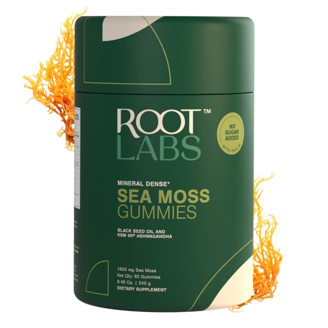 ROOT LABS Sea Moss Gummies I 92+ Minerals I Black Seed Oil I KSM 66 Ashwagandha I Lab Tested I No Added Sugar | for Men, Women I Non-GMO I 100% Natural & Organic I 1600 mg I 60 Gummy | Omega-3 ROOT LABS Sea Moss Gummies I 92+ Minerals I Black Seed Oil I KSM 66 Ashwagandha I Lab Tested I No Added Sugar | for Men, Women I Non-GMO I 100% Natural & Organic I 1600 mg I 60 Gummy - Omega-3