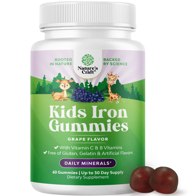 Kids Iron Gummies - Blood Builder Iron Supplements for Kids with Gentle for Stronger Immunity & Energy - Vitamin B12, Folate & Vitamin C Gummies - Vegan GMO & Gluten Free for Toddlers - 60 Count | Vitamin B12 Kids Iron Gummies - Blood Builder Iron Supplements for Kids with Gentle for Stronger Immunity & Energy - Vitamin B12, Folate & Vitamin C Gummies - Vegan GMO & Gluten Free for Toddlers - 60 Count - Vitamin B12