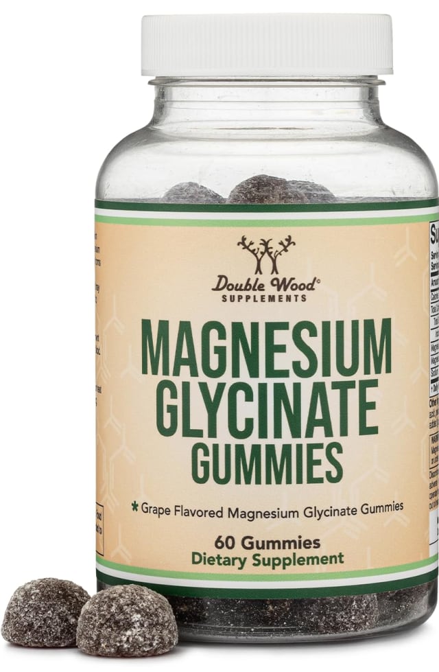 Magnesium Glycinate Gummies (400mg per Serving, 30 Day Supply, Grape Flavored) High Absorption Magnesium Supplement for Adults or Kids by Double Wood Supplements