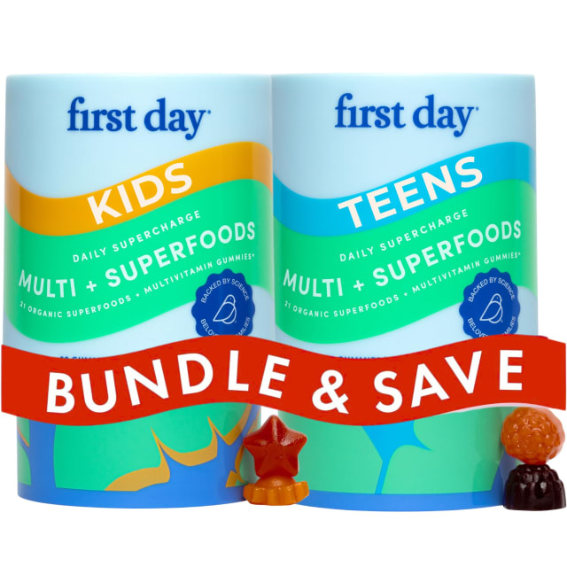 FIRST DAY Kids Multivitamin + Teens Multivitamin Gummies Bundle - Multivitamin for Kids Ages 4+ - Multivitamin for Teen Girls & Boys Ages 12-17