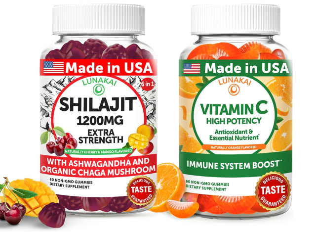 Lunakai USA Made Shilajit & Vitamin C High Potency Gummies Bundle – Energy and Immune Support – Non-GMO & Delicious | Elderberry Lunakai USA Made Shilajit & Vitamin C High Potency Gummies Bundle – Energy and Immune Support – Non-GMO & Delicious - Elderberry