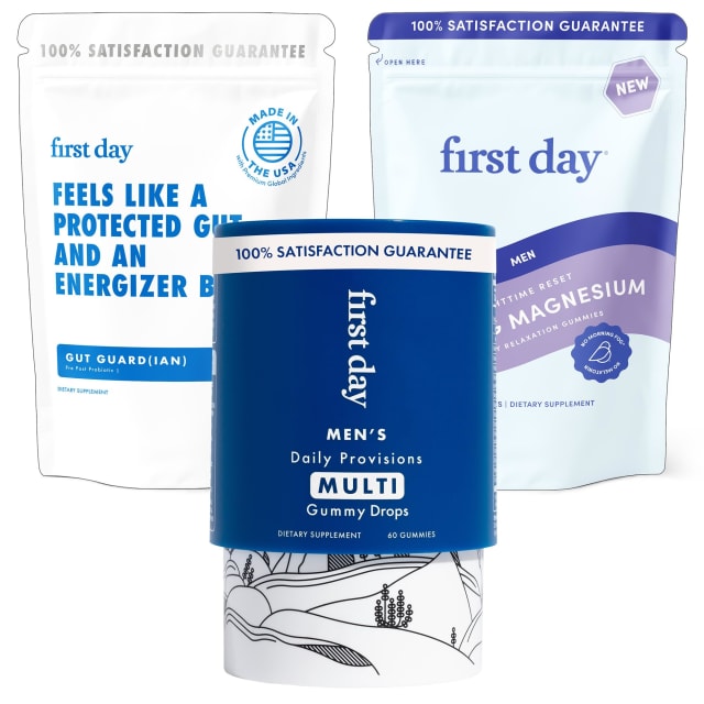 FIRST DAY Men’s Wellness Bundle with Multivitamins, Tribiotics & Calming Magnesium Gummies – Supports Nutrition, Immune & Digestive Health, Balanced Mood & Energy – 30-Day Supply | Elderberry FIRST DAY Men’s Wellness Bundle with Multivitamins, Tribiotics & Calming Magnesium Gummies – Supports Nutrition, Immune & Digestive Health, Balanced Mood & Energy – 30-Day Supply - Elderberry