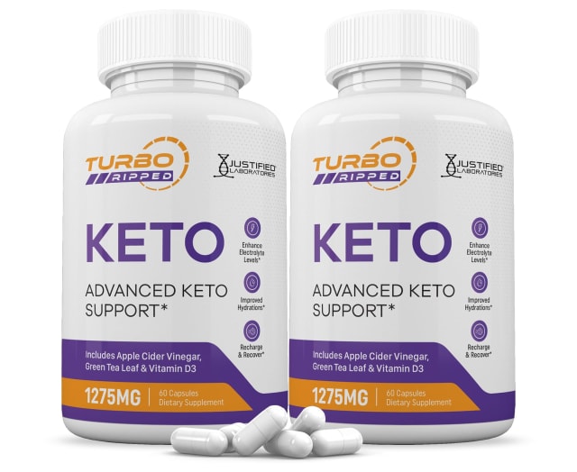 (2 Pack) Turbo Ripped Keto ACV Pills 1275MG Keto Support Blend Capsule Alternative to Keto ACV Gummies Formulated with Apple Cider Vinegar Extra Virgin Olive Oil Powder Green Tea Leaf 120 Capsules