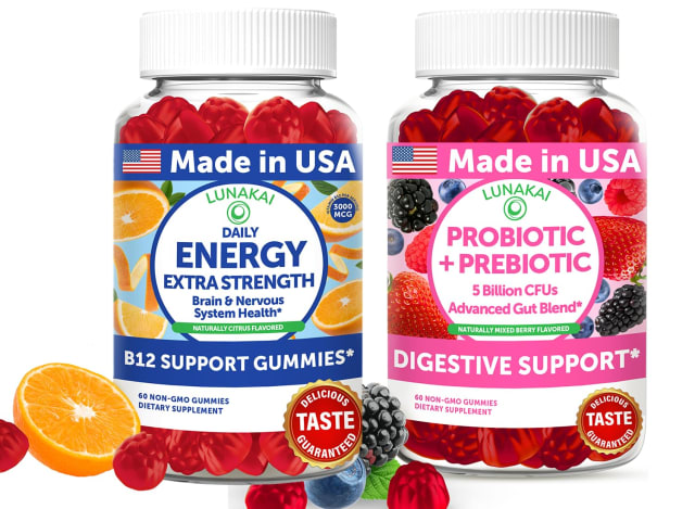 Lunakai USA Made Energy B12 & Probiotic + Prebiotic Gummies Bundle – Daily Wellness & Digestive Balance Support – 60 Non-GMO Gummies Each | Vitamin B12 Lunakai USA Made Energy B12 & Probiotic + Prebiotic Gummies Bundle – Daily Wellness & Digestive Balance Support – 60 Non-GMO Gummies Each - Vitamin B12