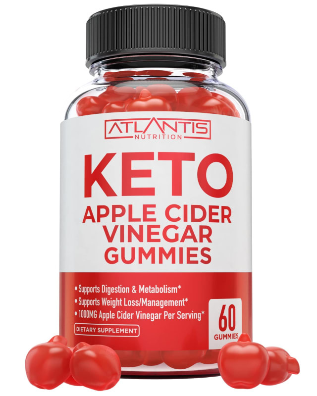 Atlantis Nutrition Keto ACV Gummies for Weight Loss - Apple Cider Vinegar Gummies Formulated to Support Advanced Weight Loss, Digestion, Detox & Cleansing, Made with 1000MG ACV Per Serving - 60 Count