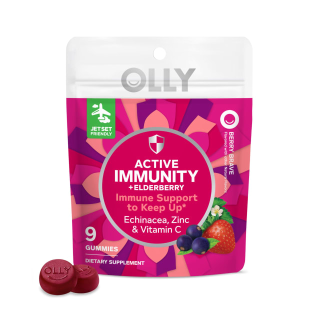 OLLY Active Immunity + Elderberry Gummy, Echinacea, Zinc and Vitamin C Immune Support Chewable Supplement, Berry Brave, (5 Servings) - 8 Pouches | NAC OLLY Active Immunity + Elderberry Gummy, Echinacea, Zinc and Vitamin C Immune Support Chewable Supplement, Berry Brave, (5 Servings) - 8 Pouches - NAC