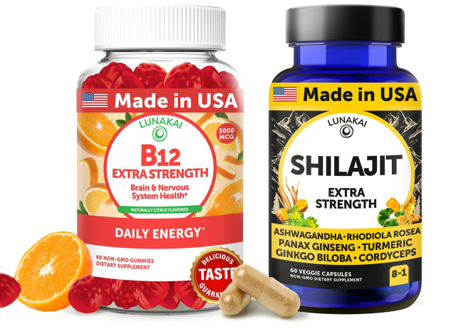 Lunakai USA Made B12 Gummies & Shilajit Capsules Bundle – Extra Strength Daily Energy & Wellness Support | Vitamin B12 Lunakai USA Made B12 Gummies & Shilajit Capsules Bundle – Extra Strength Daily Energy & Wellness Support - Vitamin B12