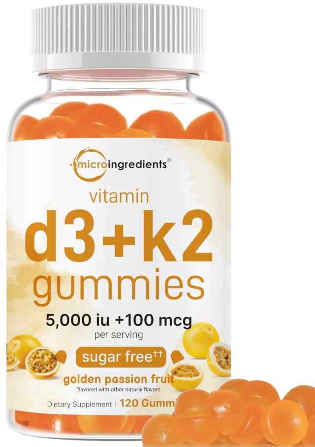 Vitamin D3 K2 Gummies | 5,000 IU D3 + 100 mcg K2 MK-7 | 120 Count | Sugar Free Golden Passion Fruit Flavor | 2-in-1 Gummy Vitamins | Bone, Immune, & Heart Health Supplements | Non-GMO, Gluten Free | Elderberry Vitamin D3 K2 Gummies | 5,000 IU D3 + 100 mcg K2 MK-7 | 120 Count | Sugar Free Golden Passion Fruit Flavor | 2-in-1 Gummy Vitamins | Bone, Immune, & Heart Health Supplements | Non-GMO, Gluten Free - Elderberry