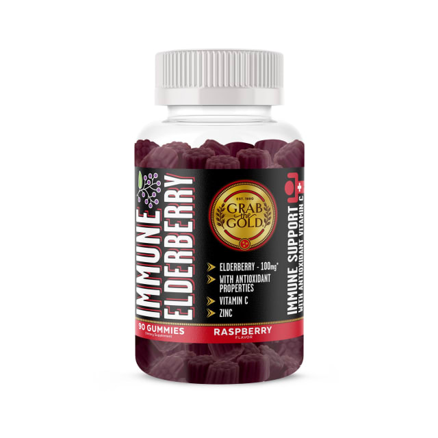 Grab The Gold Elderberry Gummies with Vitamin C & Zinc | Immune Support Gummies, Vegan, Gluten-Free | 45 Day Supply | Elderberry Grab The Gold Elderberry Gummies with Vitamin C & Zinc | Immune Support Gummies, Vegan, Gluten-Free | 45 Day Supply - Elderberry