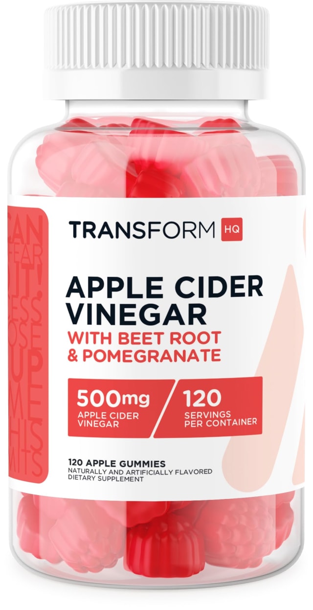 TransformHQ Apple Cider Vinegar Gummies (120 Servings, 500mg Per Serving) - Gluten Free, Non-GMO