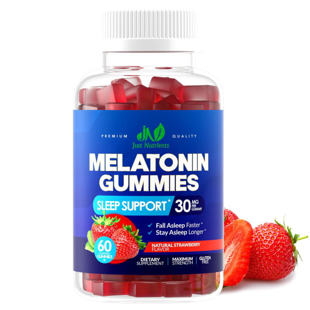 Melatonin 30mg Gummies for Adults (60 Servings) - Maximum Strength Sleep Support with 30mg of Melatonin Per Gummy - Gluten-Free, Sugar-Free, Non-GMO, 100% Vegetarian, Strawberry Flavor - 60 Gummies