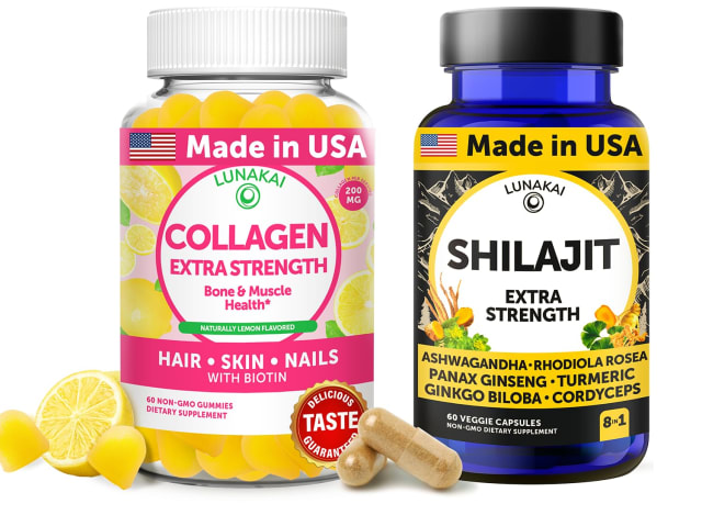 Lunakai USA Made Collagen Gummies & Shilajit Capsules Bundle - Hair, Skin, Nails, and Energy Support | Vitamin B12 Lunakai USA Made Collagen Gummies & Shilajit Capsules Bundle - Hair, Skin, Nails, and Energy Support - Vitamin B12