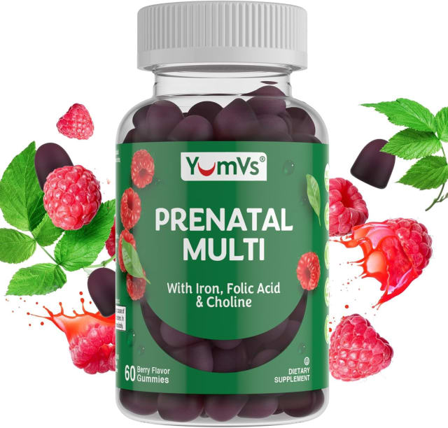 YumVs Prenatal Gummies for Women - Prenatal Vitamins for Women with Folic Acid, Iron & Choline - Vegetarian & Kosher Pregnancy Vitamins - Womens Prenatal Multivitamin with A C D3 E B6 B12 (60 Count) | Vitamin B12 YumVs Prenatal Gummies for Women - Prenatal Vitamins for Women with Folic Acid, Iron & Choline - Vegetarian & Kosher Pregnancy Vitamins - Womens Prenatal Multivitamin with A C D3 E B6 B12 (60 Count) - Vitamin B12