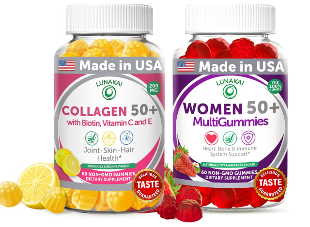 Lunakai USA Made Collagen & Multivitamin Gummies Bundle for Women 50+ – Supports Skin, Hair, Nail, Joint, Heart, Bone & Immune Health – 60ct Each | Elderberry Lunakai USA Made Collagen & Multivitamin Gummies Bundle for Women 50+ – Supports Skin, Hair, Nail, Joint, Heart, Bone & Immune Health – 60ct Each - Elderberry