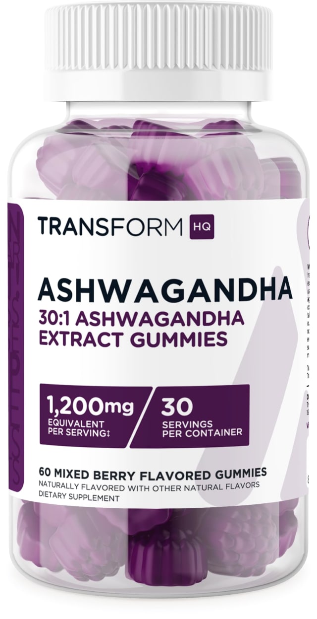 TransformHQ Ashwagandha Gummies 1,200mg, 60 Gummies (Mixed Berry Flavor) - Ashwagandha Herbal Extract Supplement - 30 Servings, Gluten Free, Non-GMO | Omega-3 TransformHQ Ashwagandha Gummies 1,200mg, 60 Gummies (Mixed Berry Flavor) - Ashwagandha Herbal Extract Supplement - 30 Servings, Gluten Free, Non-GMO - Omega-3