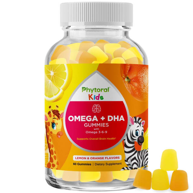 Kids Omega DHA Gummies - Fatty Acids Omega 3 6 9 with Vitamin C for Brain, Immunity & Vision - Nutritional DHA for Kids for Healthy Nervous System & Focus Support - Fish Free & Vegan - 60 Chews | Omega-3 Kids Omega DHA Gummies - Fatty Acids Omega 3 6 9 with Vitamin C for Brain, Immunity & Vision - Nutritional DHA for Kids for Healthy Nervous System & Focus Support - Fish Free & Vegan - 60 Chews - Omega-3