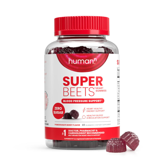 Humann SuperBeets Heart Gummies - Beet Gummy with Energy Support, Grape Seed Extract & Beetroot Powder, Sugar Free - Pomegranate Berry Flavor, 60 Count | Vitamin B12 Humann SuperBeets Heart Gummies - Beet Gummy with Energy Support, Grape Seed Extract & Beetroot Powder, Sugar Free - Pomegranate Berry Flavor, 60 Count - Vitamin B12