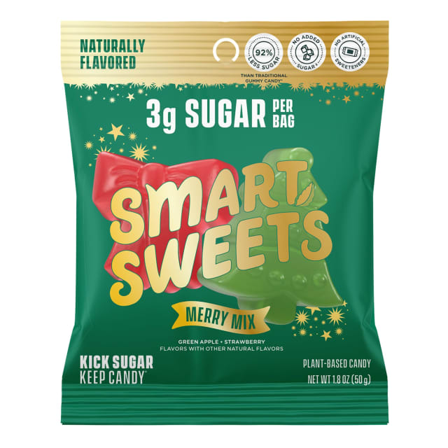 SmartSweets Merry Mix Gummy Candy: 1.8oz (Pack of 14), Gummy Candy with Low Sugar, Low Calorie, No Artificial Sweeteners, Plant-Based, Gluten-Free, Healthy Snack for Kids & Adults, Holiday Treat | NAC SmartSweets Merry Mix Gummy Candy: 1.8oz (Pack of 14), Gummy Candy with Low Sugar, Low Calorie, No Artificial Sweeteners, Plant-Based, Gluten-Free, Healthy Snack for Kids & Adults, Holiday Treat - NAC