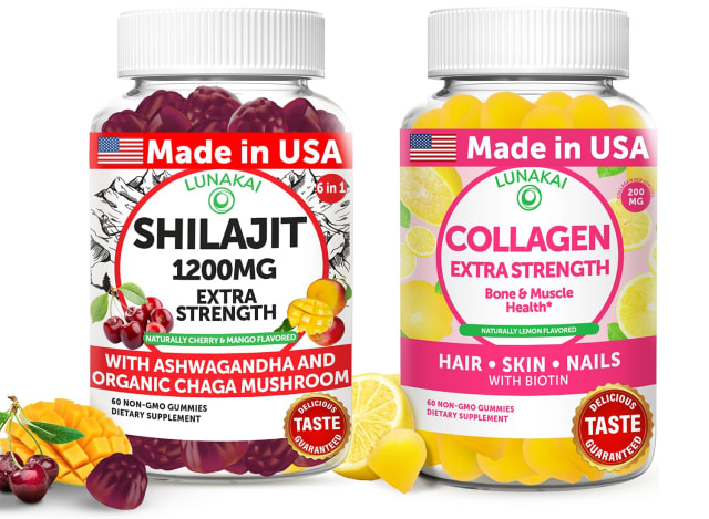 Lunakai USA Made Shilajit & Collagen Extra Strength Gummies Bundle – Energy, Hair, Skin, and Nail Support – Delicious & Non-GMO | Vitamin B12 Lunakai USA Made Shilajit & Collagen Extra Strength Gummies Bundle – Energy, Hair, Skin, and Nail Support – Delicious & Non-GMO - Vitamin B12
