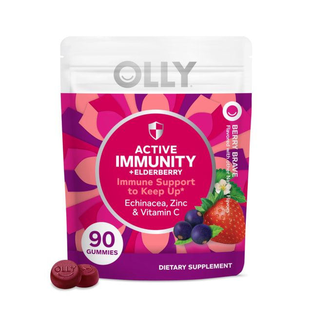 OLLY Immunity Gummy, Immune Support, Elderberry, Zinc, Vitamin C, Supplement, Berry - 90 Count