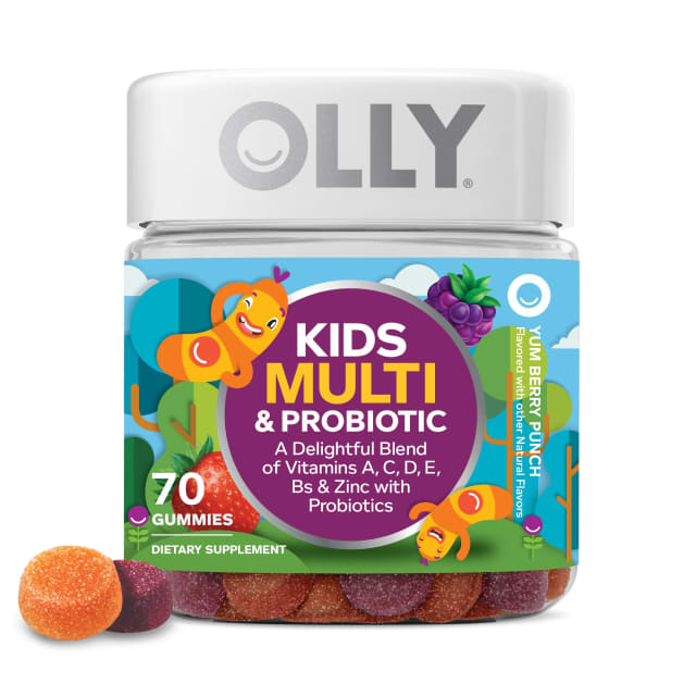 OLLY Kids Multivitamin & Probiotic Gummy, Digestive Support, Vitamins A, D, C, E, B, Zinc, Chewable Supplement, Berry Flavor, 35 Day Supply - 70 Count, 70 Count (Pack of 1)