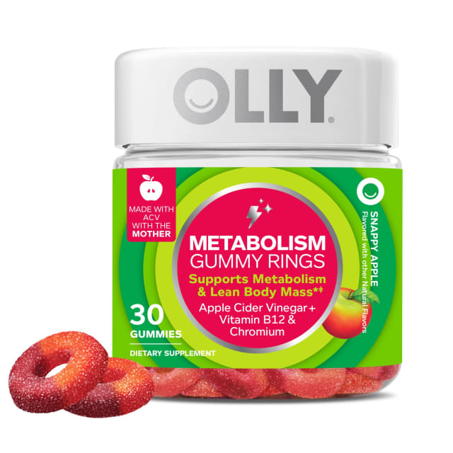 OLLY Metabolism Gummy Rings, Apple Cider Vinegar, Vitamin B12, Chromium, Energy and Digestive Health, Chewable Supplement, Apple Flavor - 30 Count, 30 Count (Pack of 1) | Vitamin B12 OLLY Metabolism Gummy Rings, Apple Cider Vinegar, Vitamin B12, Chromium, Energy and Digestive Health, Chewable Supplement, Apple Flavor - 30 Count, 30 Count (Pack of 1) - Vitamin B12