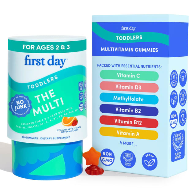 FIRST DAY Toddler Multivitamin Gummies (Ages 2-3)| Kids Multivitamin Gummies with Vitamins A C D3, B2, B12, Choline, Folate and 21 Organic Superfoods| (30 Day Supply) | Vitamin B12 FIRST DAY Toddler Multivitamin Gummies (Ages 2-3)| Kids Multivitamin Gummies with Vitamins A C D3, B2, B12, Choline, Folate and 21 Organic Superfoods| (30 Day Supply) - Vitamin B12