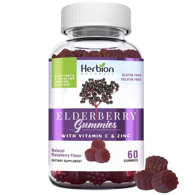 HERBION Elderberry Gummies with Vitamin C & Zinc - Healthy Immune System Support - Gluten-Free & Gelatin-Free - 60 Gummies for Adults & Children 4 Years & Above - Made in USA, 60 Count (Pack of 1) | Elderberry HERBION Elderberry Gummies with Vitamin C & Zinc - Healthy Immune System Support - Gluten-Free & Gelatin-Free - 60 Gummies for Adults & Children 4 Years & Above - Made in USA, 60 Count (Pack of 1) - Elderberry