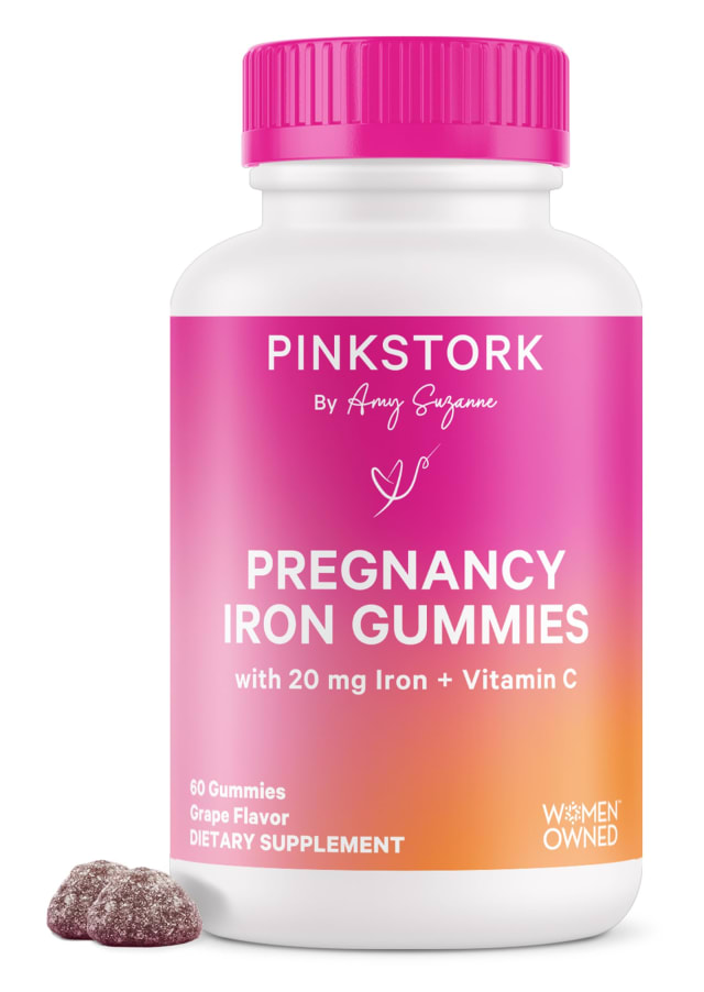 Pink Stork Prenatal Iron Supplement Gummies for Women - 20 mg with Vitamin C - Grape Chewable for Deficiency, Energy, & Blood Builder - 60 Gummy Chews | Vitamin B12 Pink Stork Prenatal Iron Supplement Gummies for Women - 20 mg with Vitamin C - Grape Chewable for Deficiency, Energy, & Blood Builder - 60 Gummy Chews - Vitamin B12